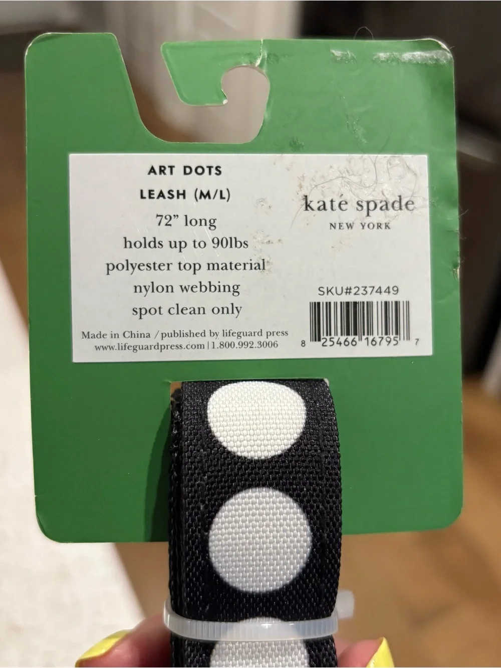 kate spade deco dot black dog leash - Picture 3 of 4